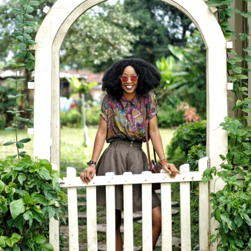 Nigerian blogger Cassie Daves at Jaekel house Lagos garden