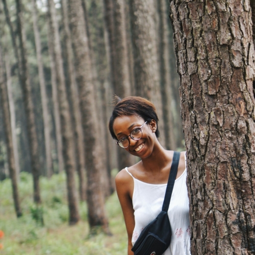 Nigerian blogger Cassie Daves at the Ngwo pine forest