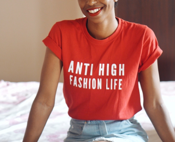 shop cassiedaves tee anti high fashion life red color